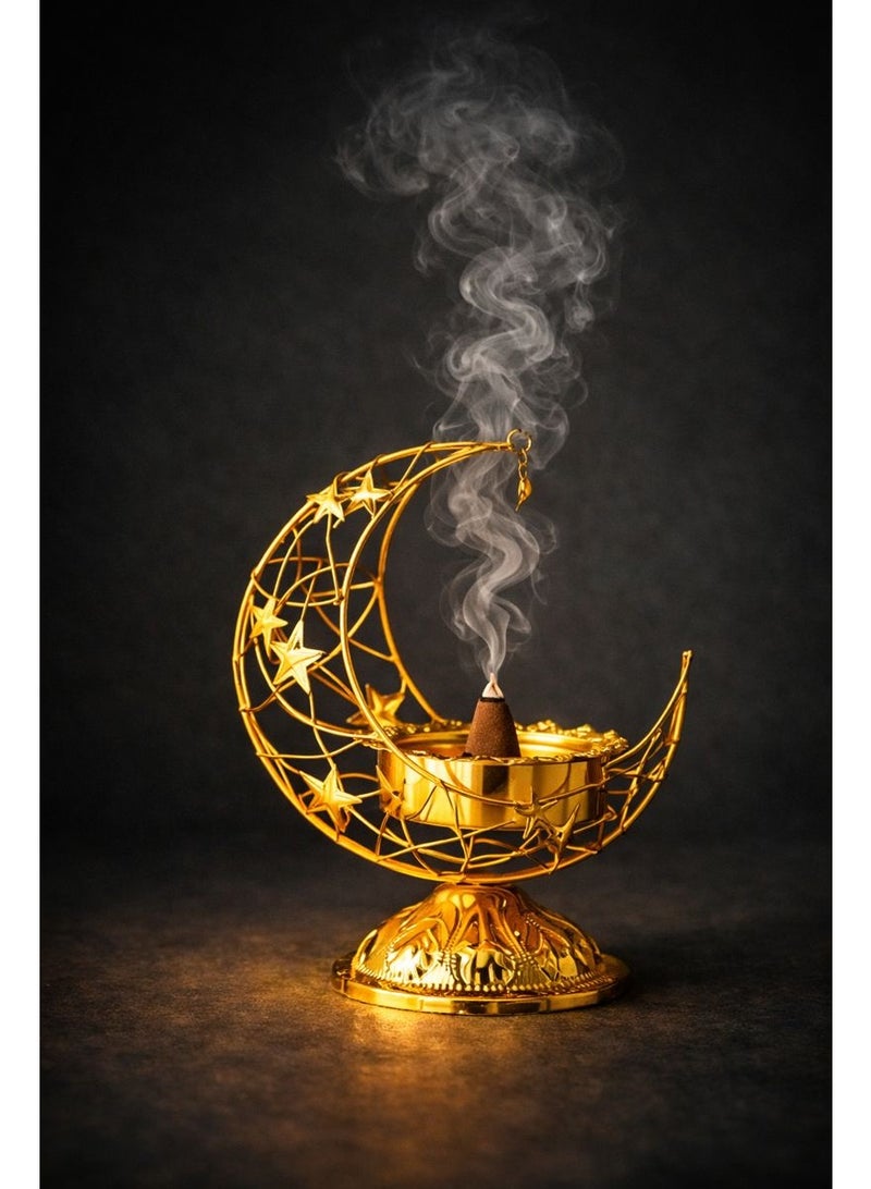 Home Care مبخرة هلال ذهبي بتصميم نجمة - ديكور منزلي إسلامي أنيق - Image 5